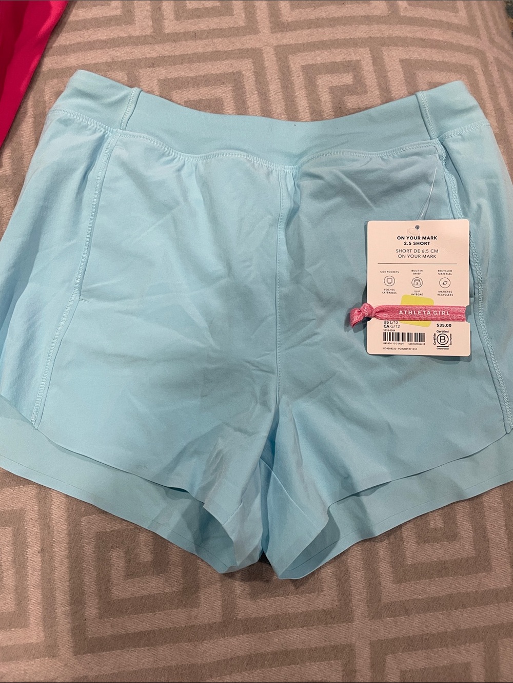 Athleta light blue On Your Mark running shorts